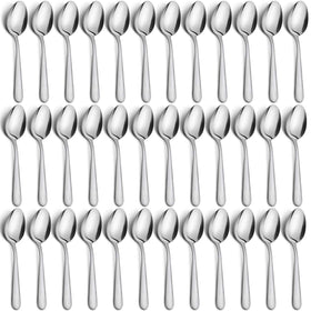 Funnydin 36-piece dinner spoons set on dining table with mirror polish for elegant meals