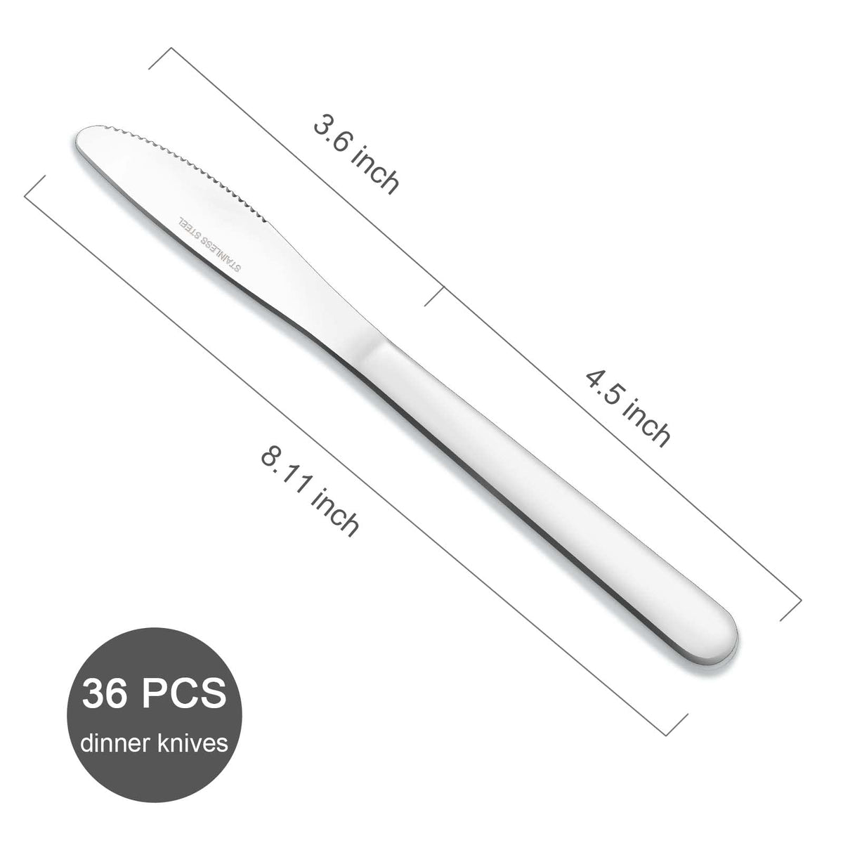Funnydin 8.1-inch dinner knife showing ergonomic handle for comfortable use