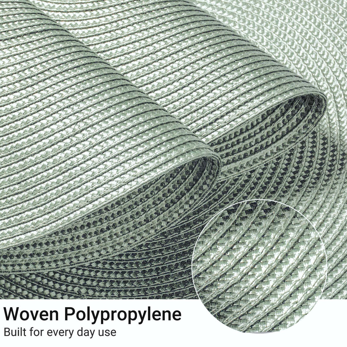 FunWheat placemats rolled for storage, then laid flat for quick setup.