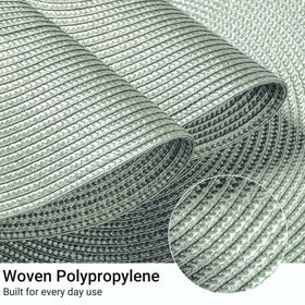FunWheat placemats rolled for storage, then laid flat for quick setup.
