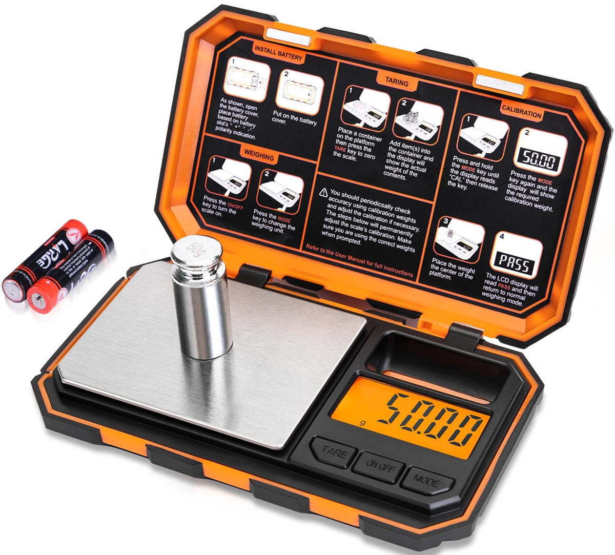 Fuzion pocket scale with LCD display for precise weight readings.