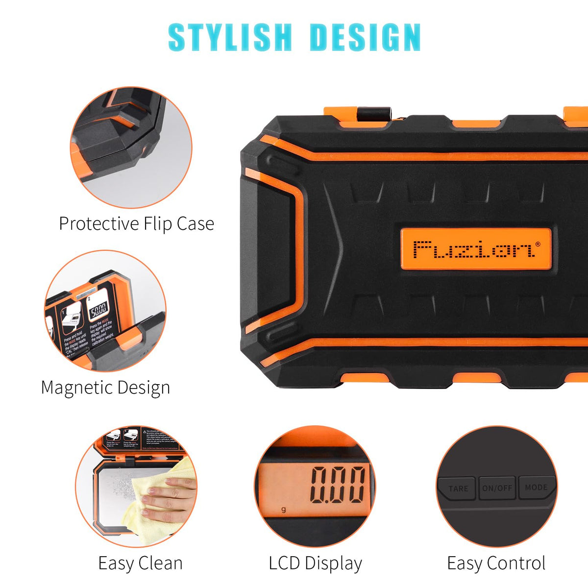 Fuzion pocket scale lid with magnets and anti-slip surface.