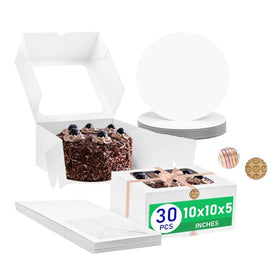 fwipiyo white cake box with clear window showcasing pastries