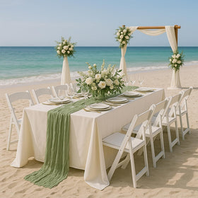 Fwxdbwyl boho gauze runner provides lightweight elegance on wedding or party tables.