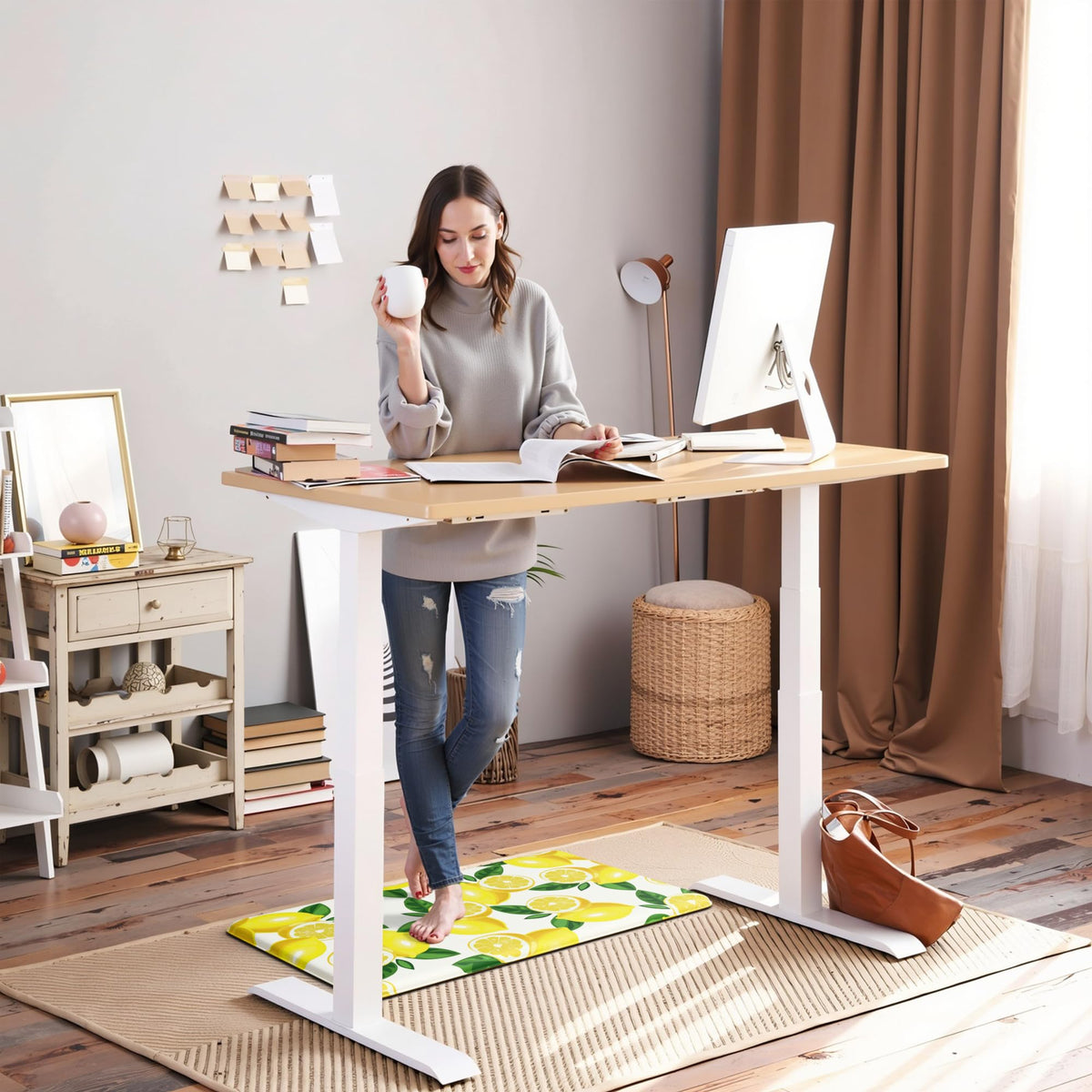 FYATHM Lemon Kitchen Mat easy-clean-material for quick maintenance