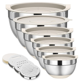 Fyrnova six-piece mixing bowls set with lids for organized, versatile cooking tasks.
