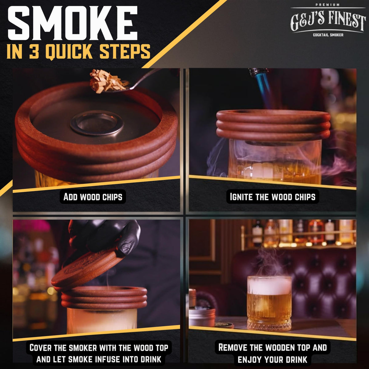 Dual mesh filter balances smoke notes with drink clarity.