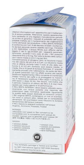 Gaggia Intenza double pack brand label highlights filtration solution.