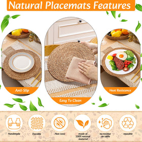 Gandeer round rattan storage basket keeps placemats tidy.