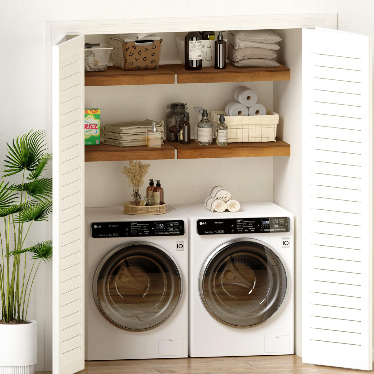Gashell Bamboo Wire Shelf Cover instantly transforms clutter into display-ready shelves.