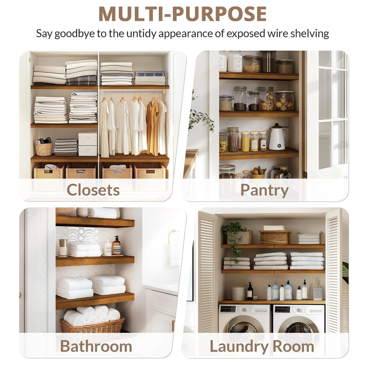 Gashell bamboo finish resists scratches, keeping shelves looking premium.