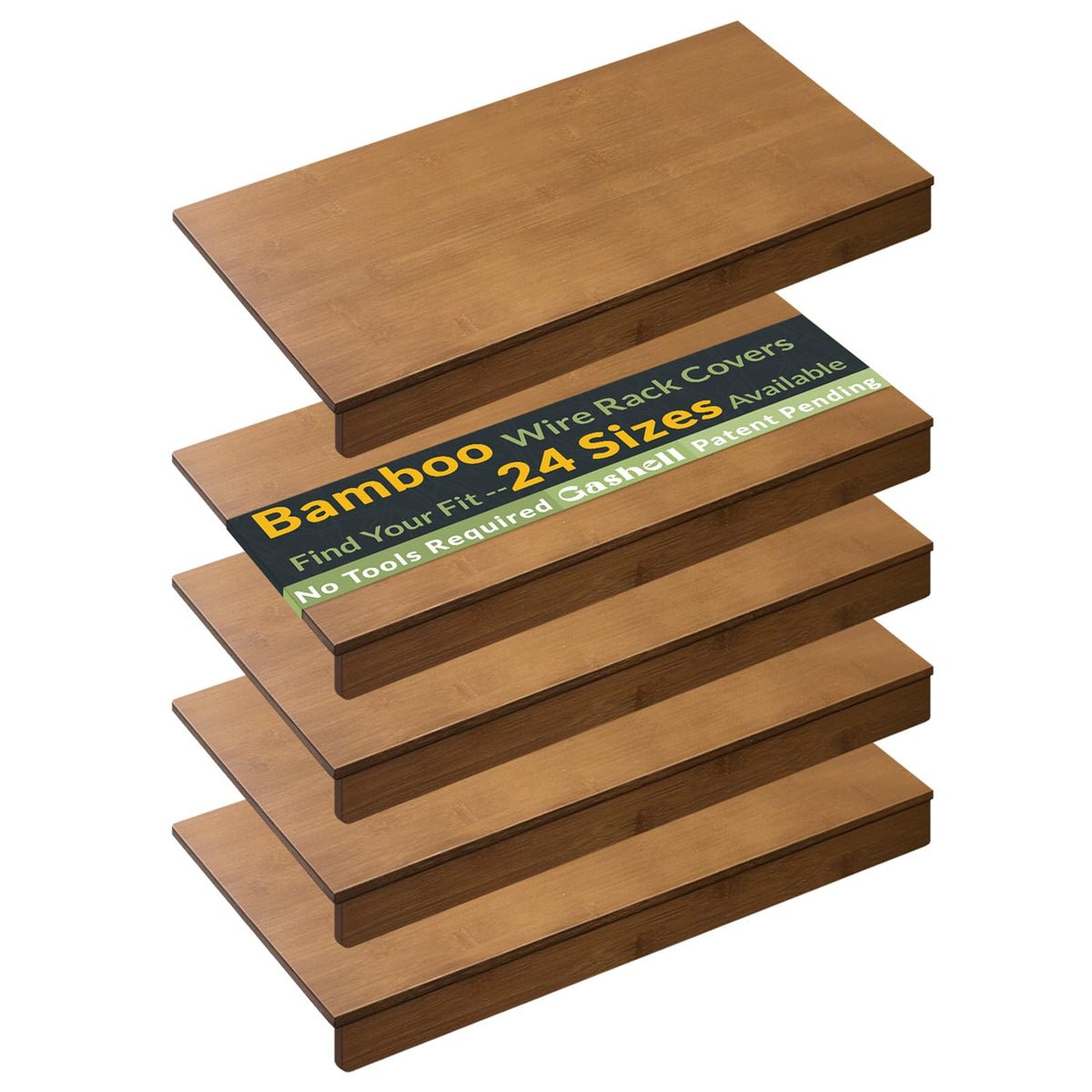 Gashell bamboo wire shelf cover for pantry adds natural texture and tidy concealment.