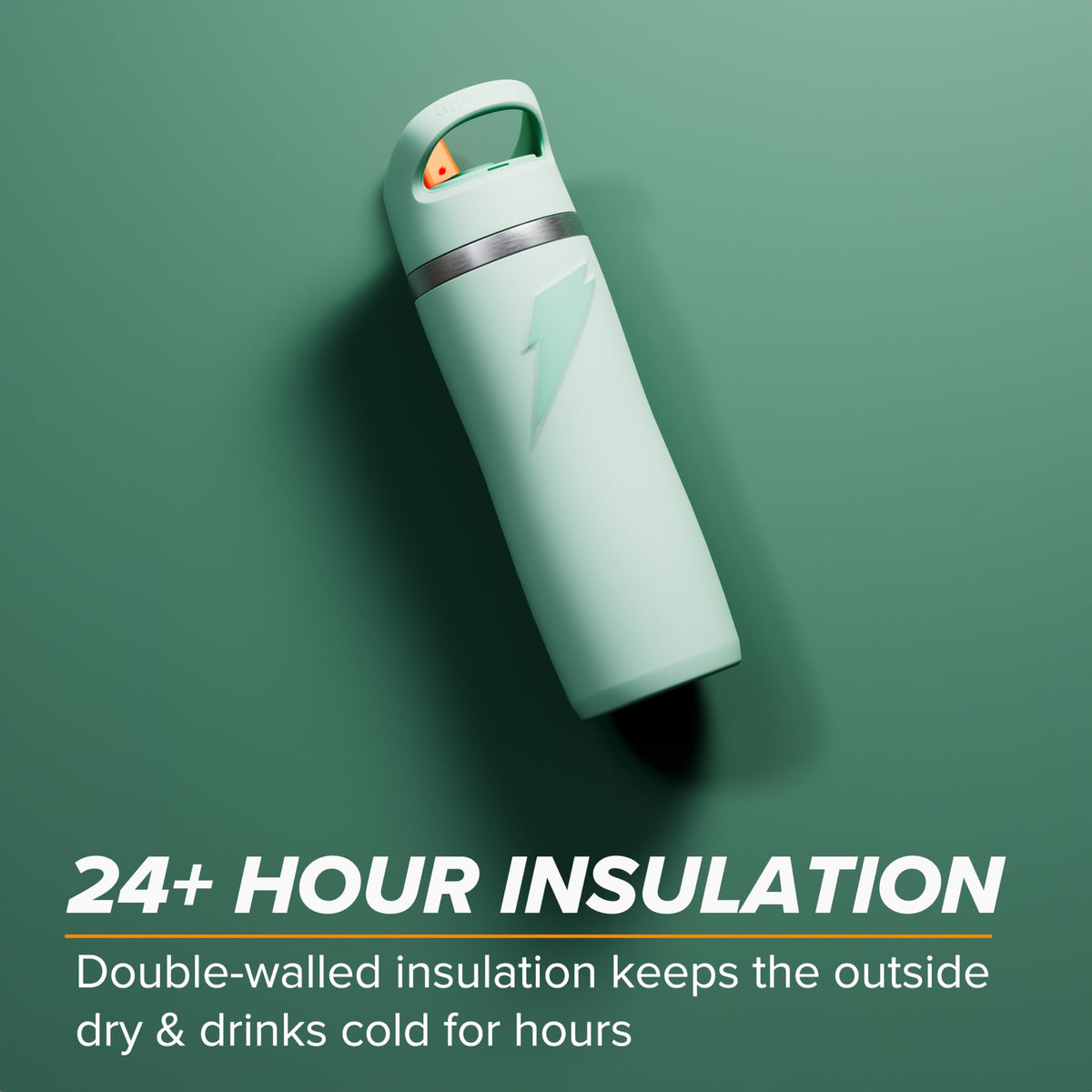Gatorade Overtime bottle features 24+ hour insulation to keep drinks cold.