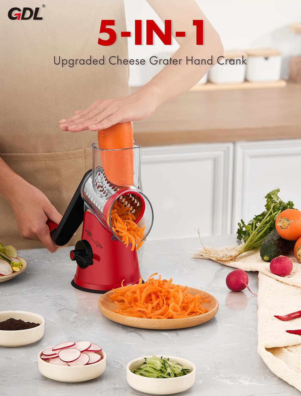 GDL slicer knob with locking mechanism for secure use