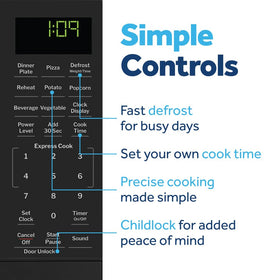 GE microwave two-step child lock helps keep curious kids safe at home