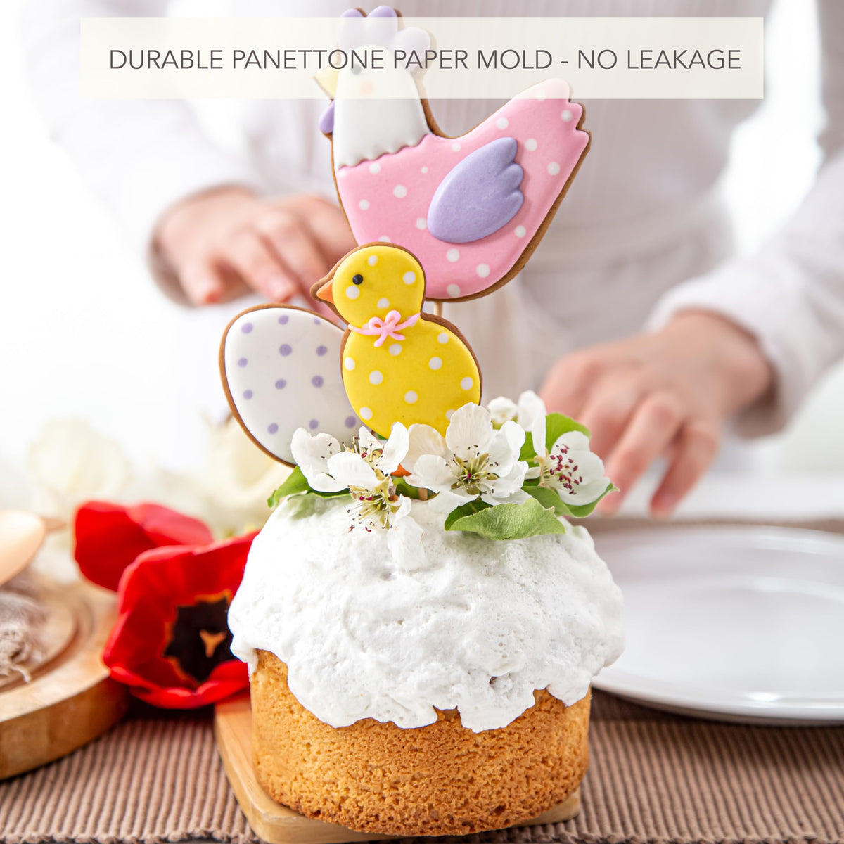 Geborilma 6-inch panettone mold maintains batter shape for even baking.