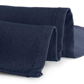Gee Di Moda heavy-duty polyester tablecloth in navy offers durability and wrinkle resistance.