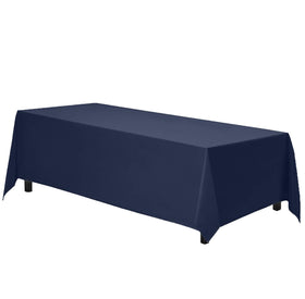 Gee Di Moda tablecloth with hemmed edges and 30-inch drop on a banquet table