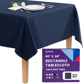 Gee Di Moda rectangle tablecloth 60x84 navy on table for elegant dinners