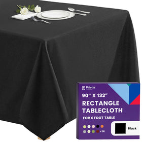 Gee Di Moda rectangle tablecloth on a 6-foot table for a polished, spill-resistant setup.