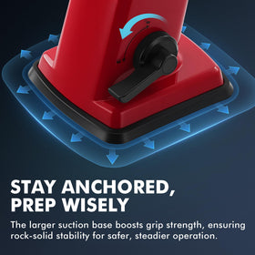 Geedel push-style pusher protects hands while shredding.