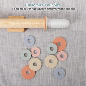 Geesta rolling pin shows built-in measurement markers in cm and inches