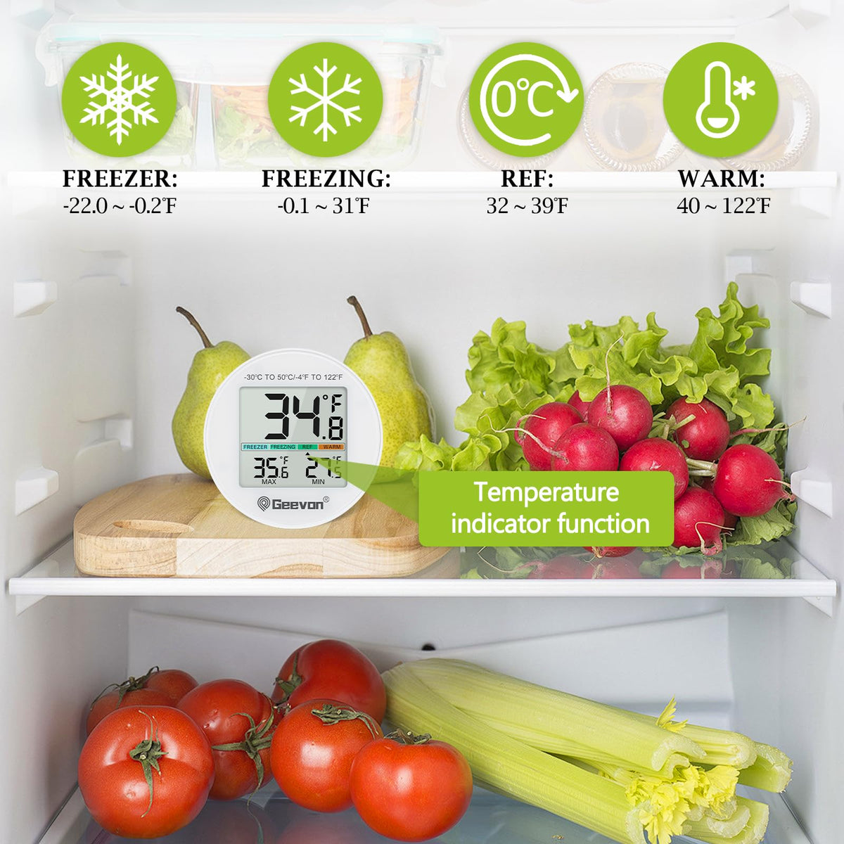Geevon IP65 waterproof thermometer withstands humidity in freezers