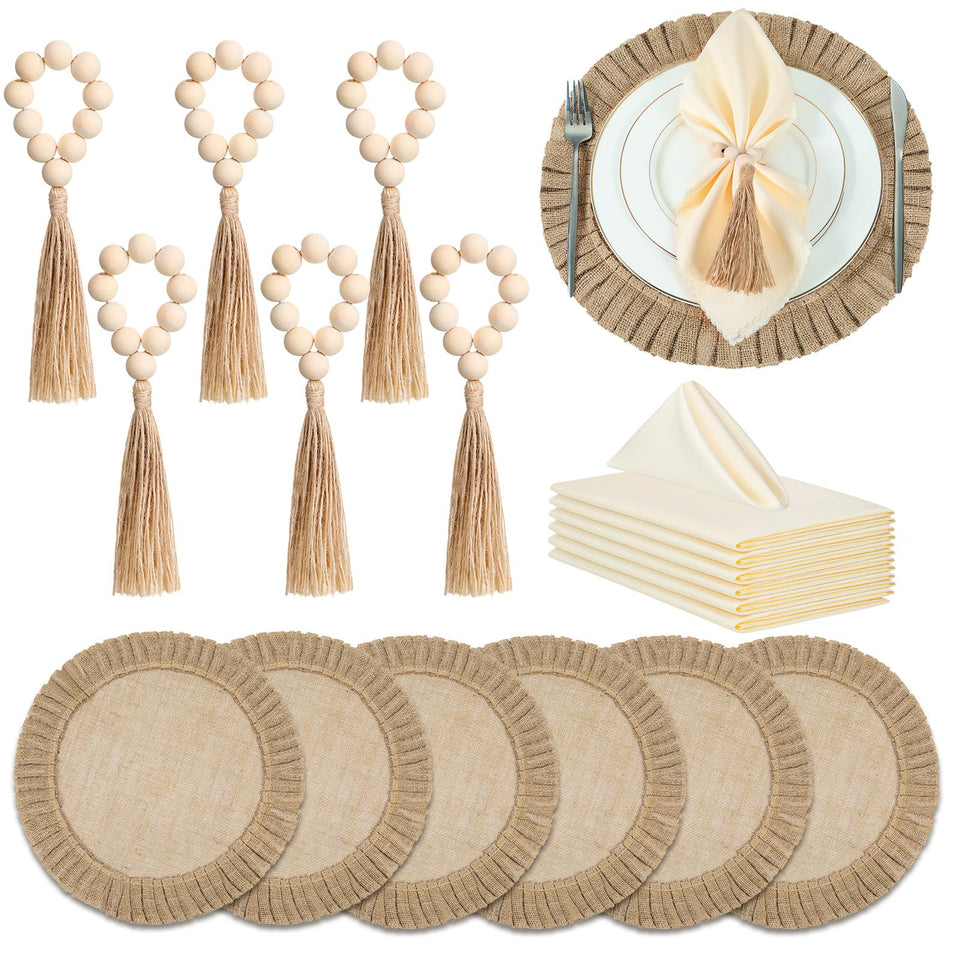 Gejoy round burlap placemats for rustic tables with heat resistance.
