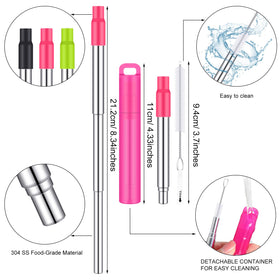 Gejoy stainless steel collapsible straw in a compact, durable design.