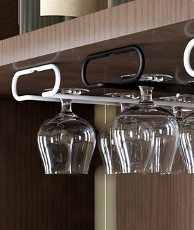 GeLive cabinet organizer keeps wine glasses within easy reach.
