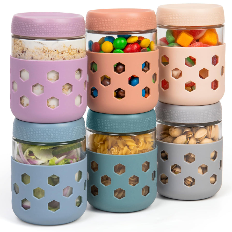 Gemice 6-pack 16oz jars with silicone sleeves for easy grip and drop protection
