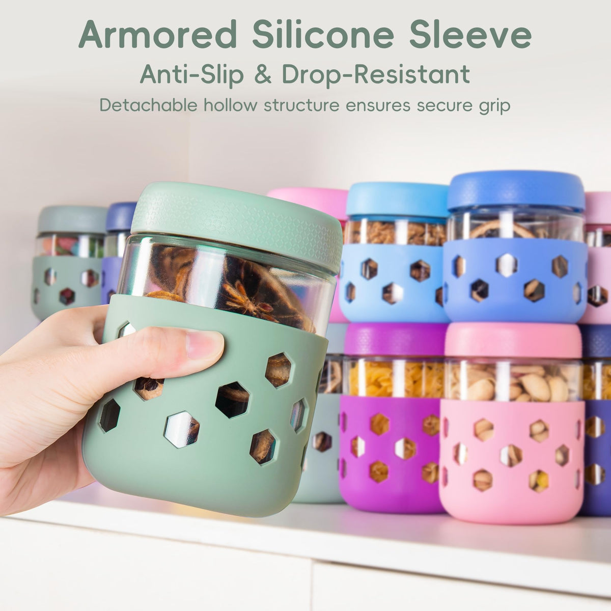 Gemice glass jar with lids offers airtight sealing for fresh yogurt parfaits