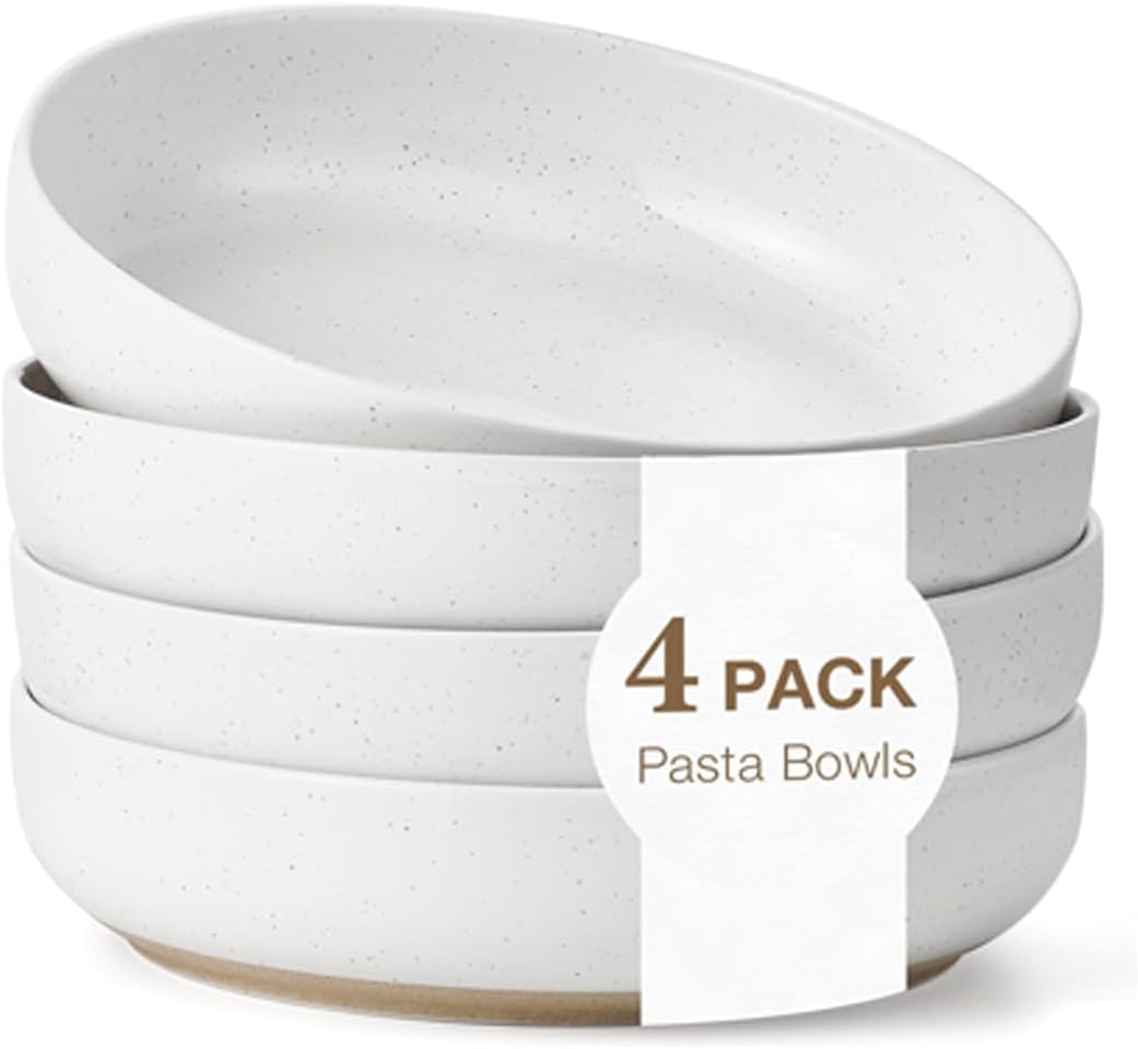 Gencywe pasta bowls 34oz set of 4 show generous servings and sauce friendly design