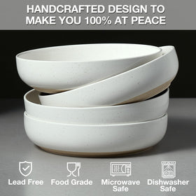 Gencywe wide shallow bowl demonstrates generous opening for sauces and toppings