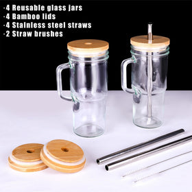Generic 4-pack 24oz glass cups set meets daily needs with versatile uses.