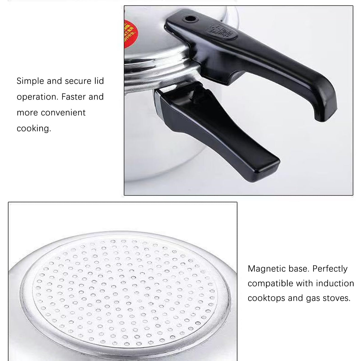 Generic induction-compatible cooker on a stove showcases versatile kitchen use.