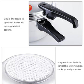 Generic induction-compatible cooker on a stove showcases versatile kitchen use.