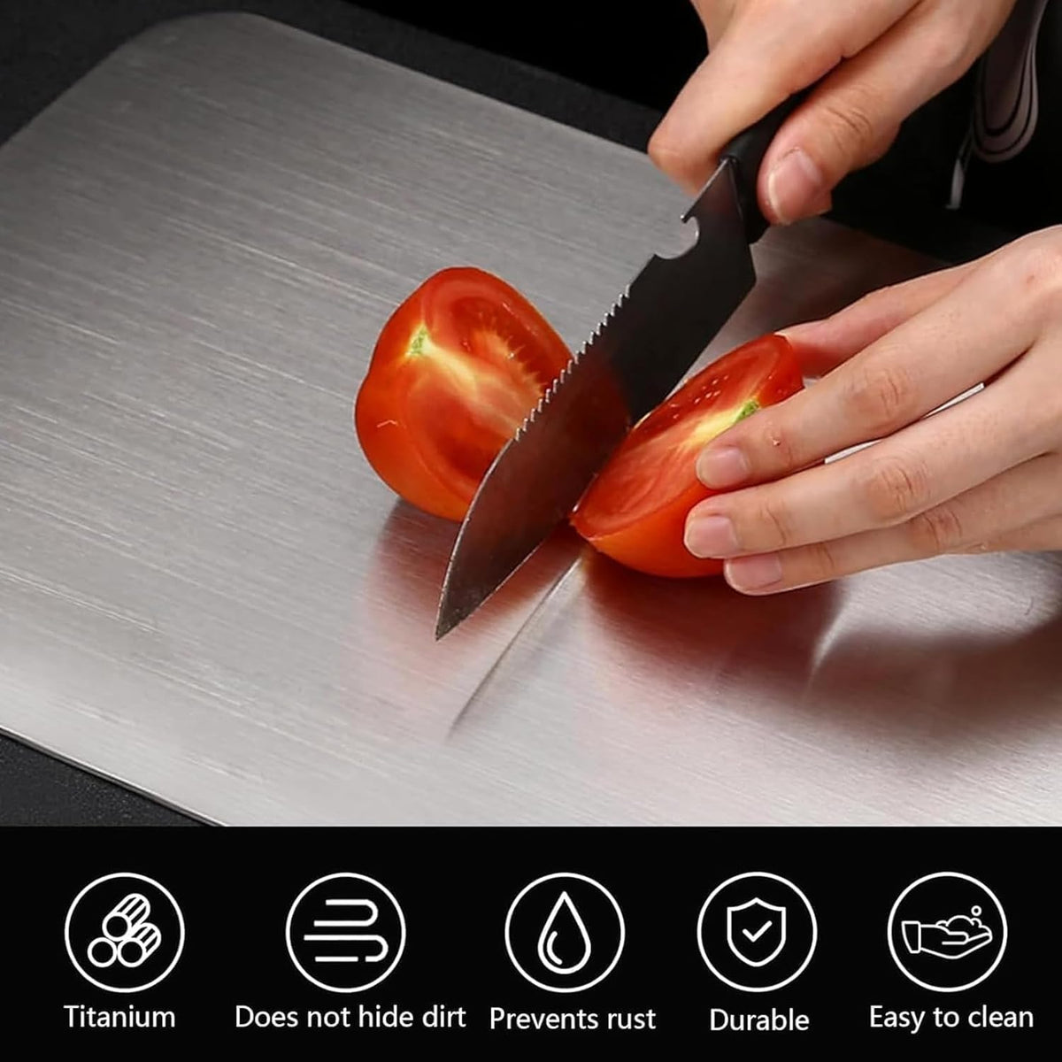 Generic Titanium Cutting Board Set of 3 cleans easily; rapid air-dry