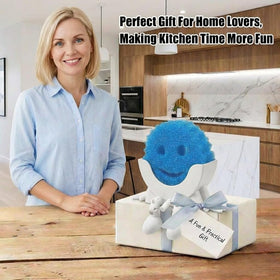 Generic white compact sponge holder keeps clutter off the counter.