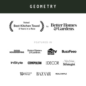 GEOMETRY California-designed dishcloth highlighting sustainable production standards.