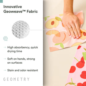 GEOMETRY dishcloth demonstrates fast-drying performance to keep the kitchen fresh.