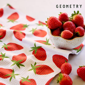 GEOMETRY Spring Kitchen Towel close-up reveals plush fibers for quick wipe-downs