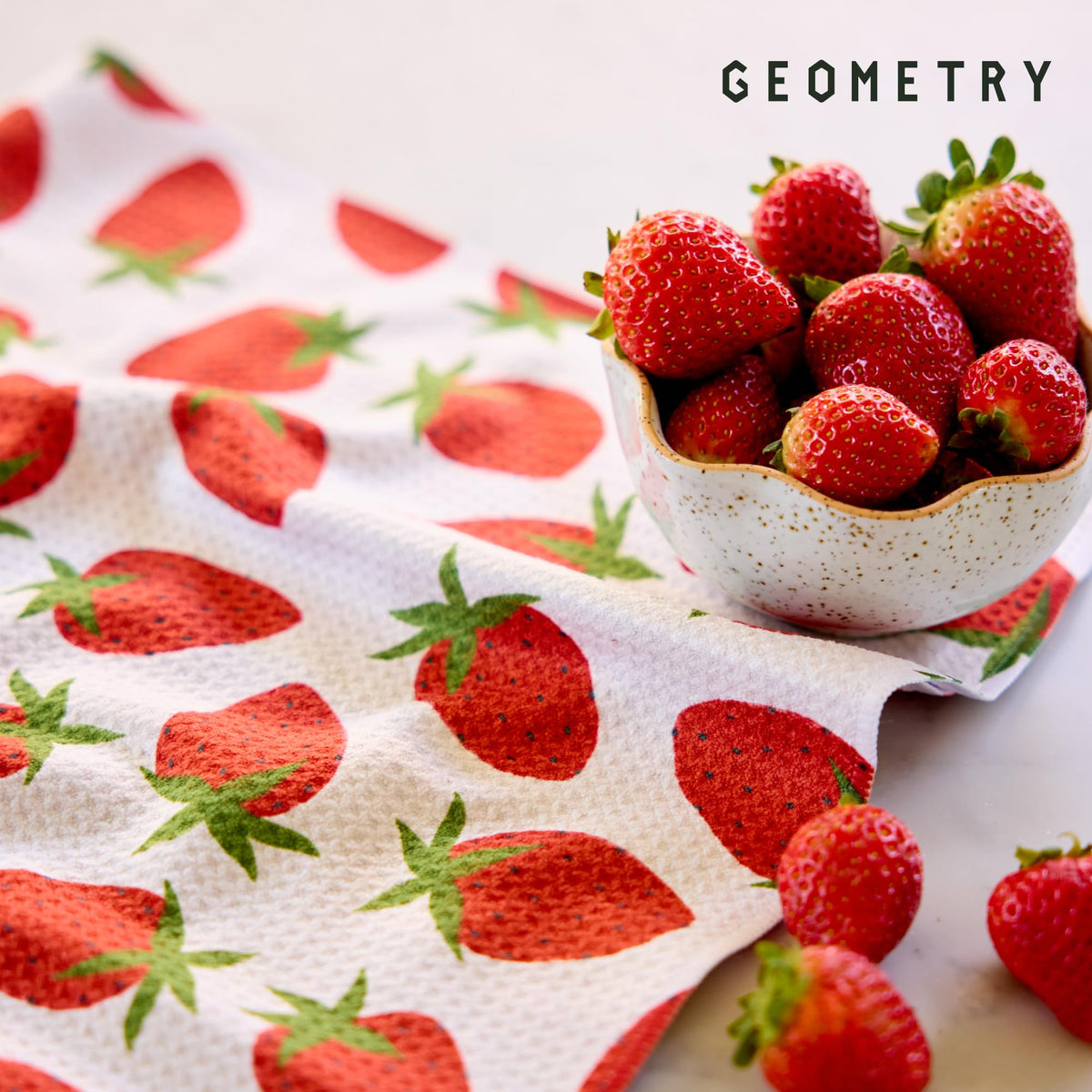 Geometry towel ideal for quick wipe-downs of kitchen counters.