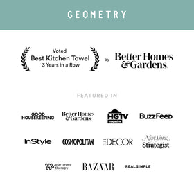 GEOMETRY Paradise dishcloth packaging emphasizes sustainable post-consumer materials.