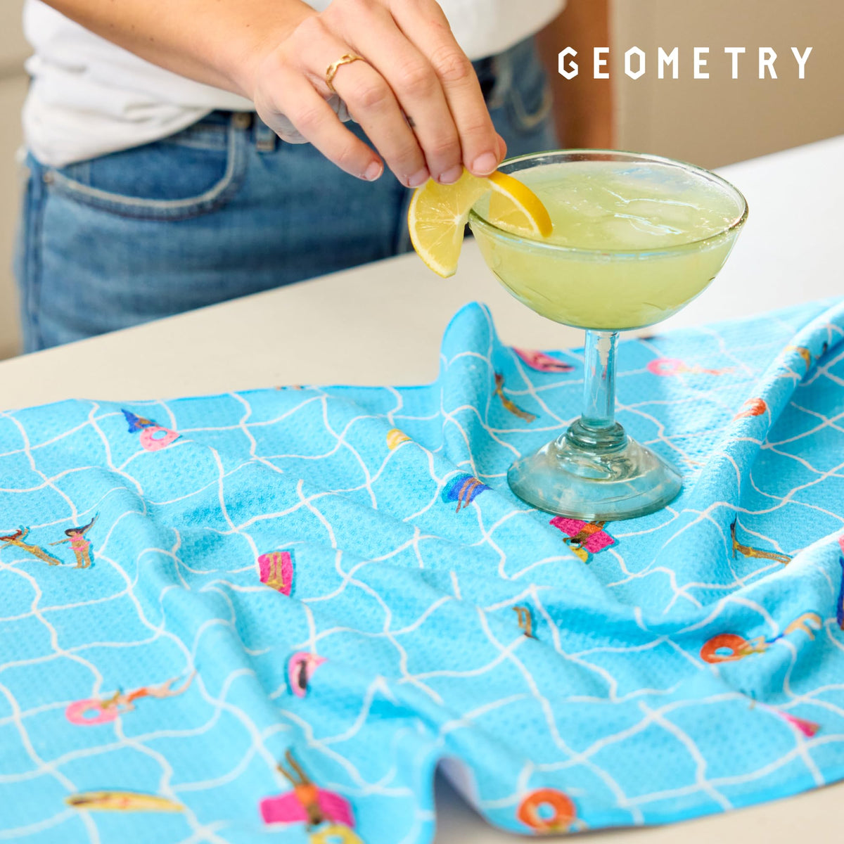 GEOMETRY Tea Towel ideal for countertops and dish drying.