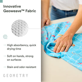 GEOMETRY Tea Towel poolside use for quick dry after swims.