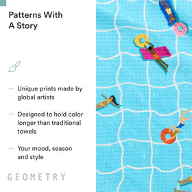 GEOMETRY Tea Towel prints add color while wiping spills with softness.