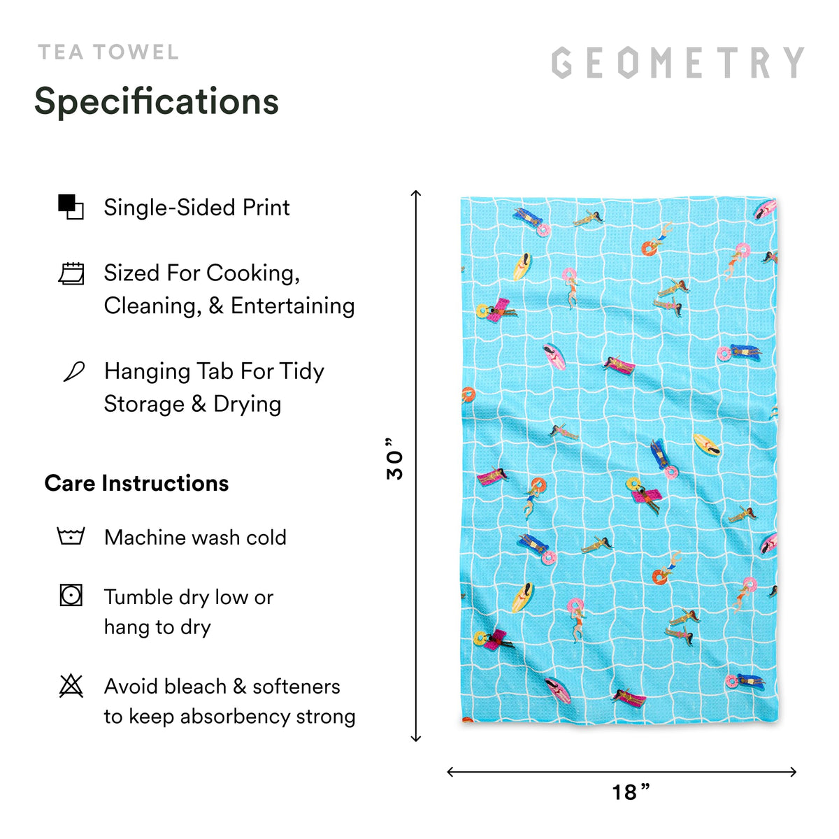 GEOMETRY Tea Towel durable post-consumer materials reduce waste.