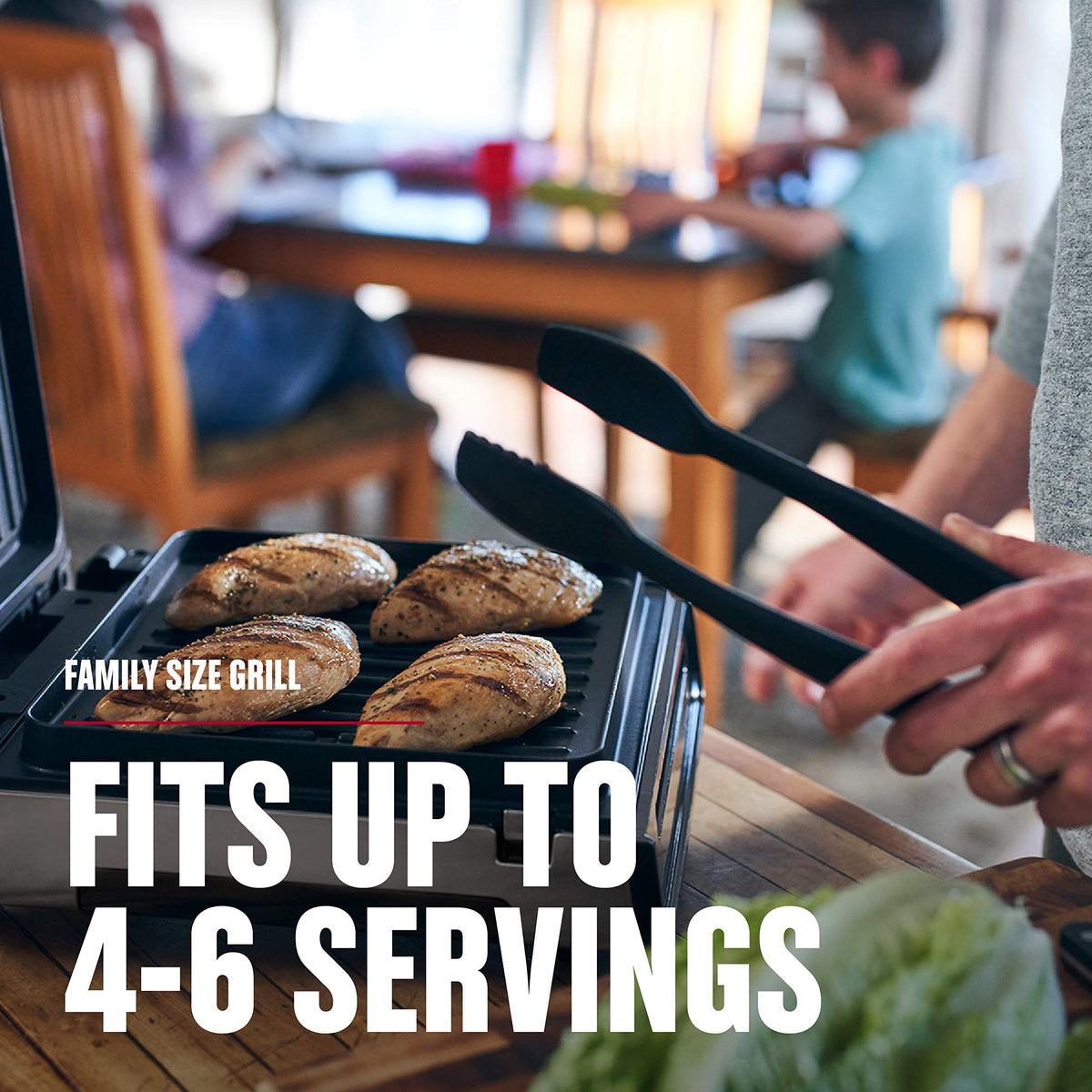 George Foreman Smokeless grease drain channel makes cleanup quicker.