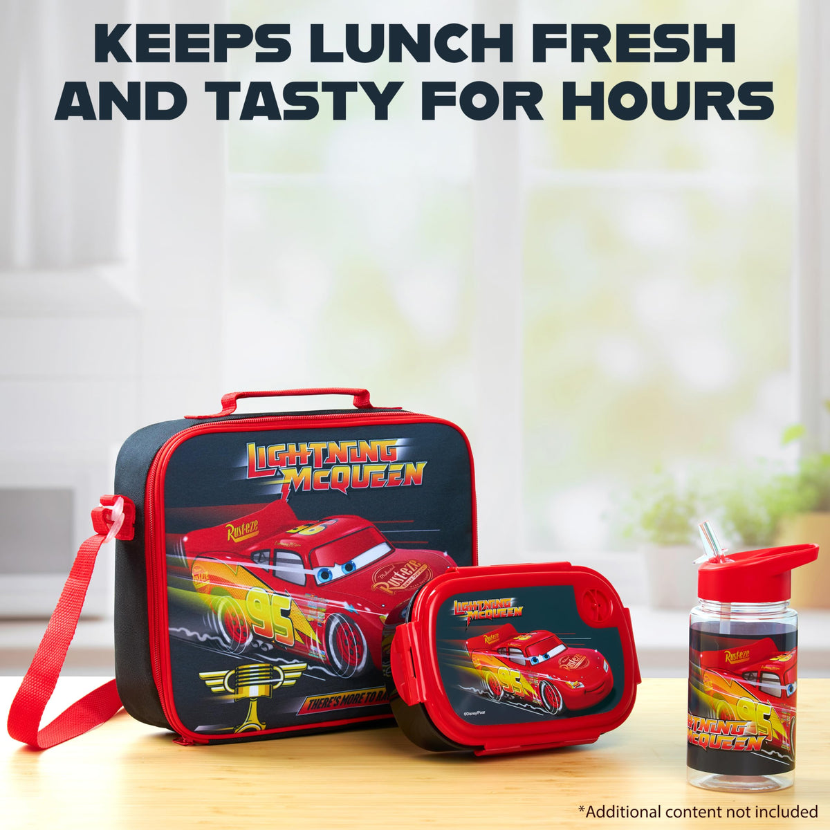 Get Trend Disney Cars leakproof lid prevents spills during bus rides.